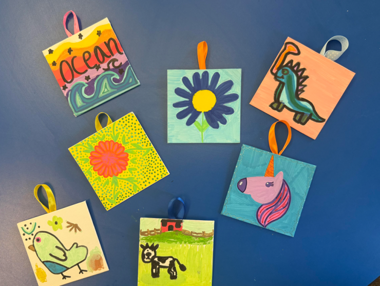Examples of painted mini canvases
